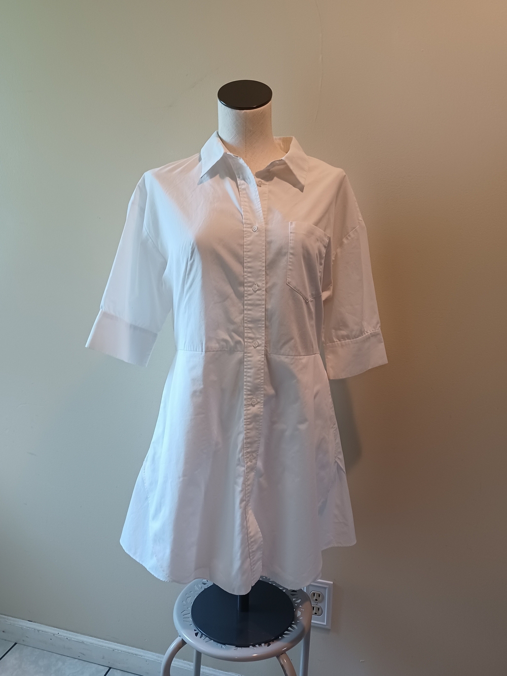 Ochirly Women’s White Midi Shirt Dress Size M